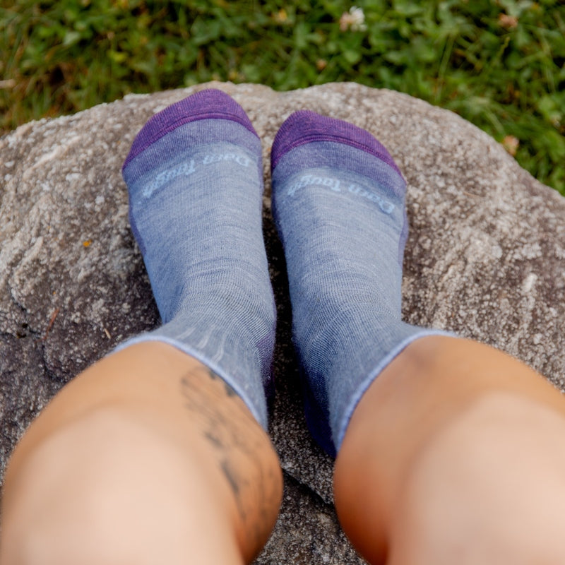 POV Shot of someone wearing Darn Tough Hiker Micro Crew Socks