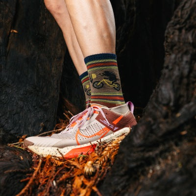 Man standing near a tree in Darn Tough Willoughby Micro Crew Hiking Socks