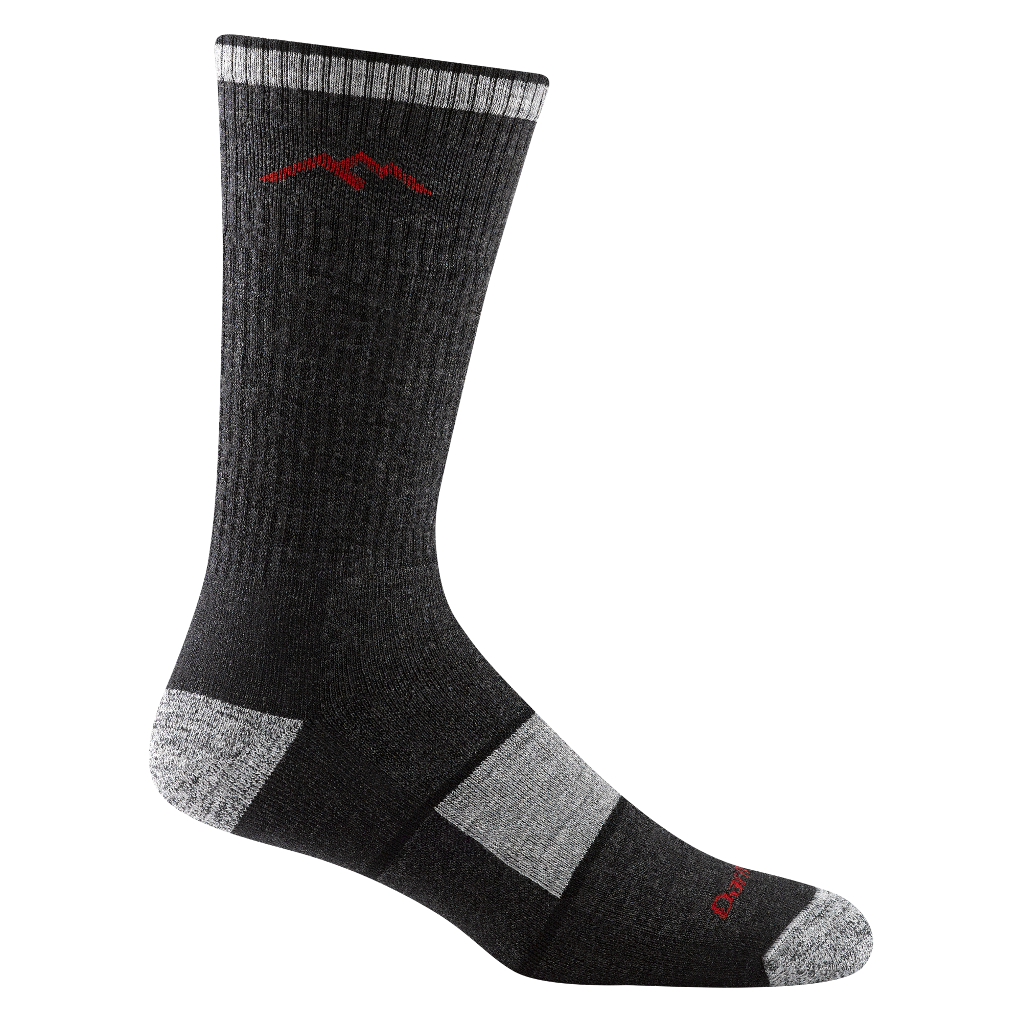 1405 men's hiking boot sock in color black with light gray toe/heel accents and forefoot color block