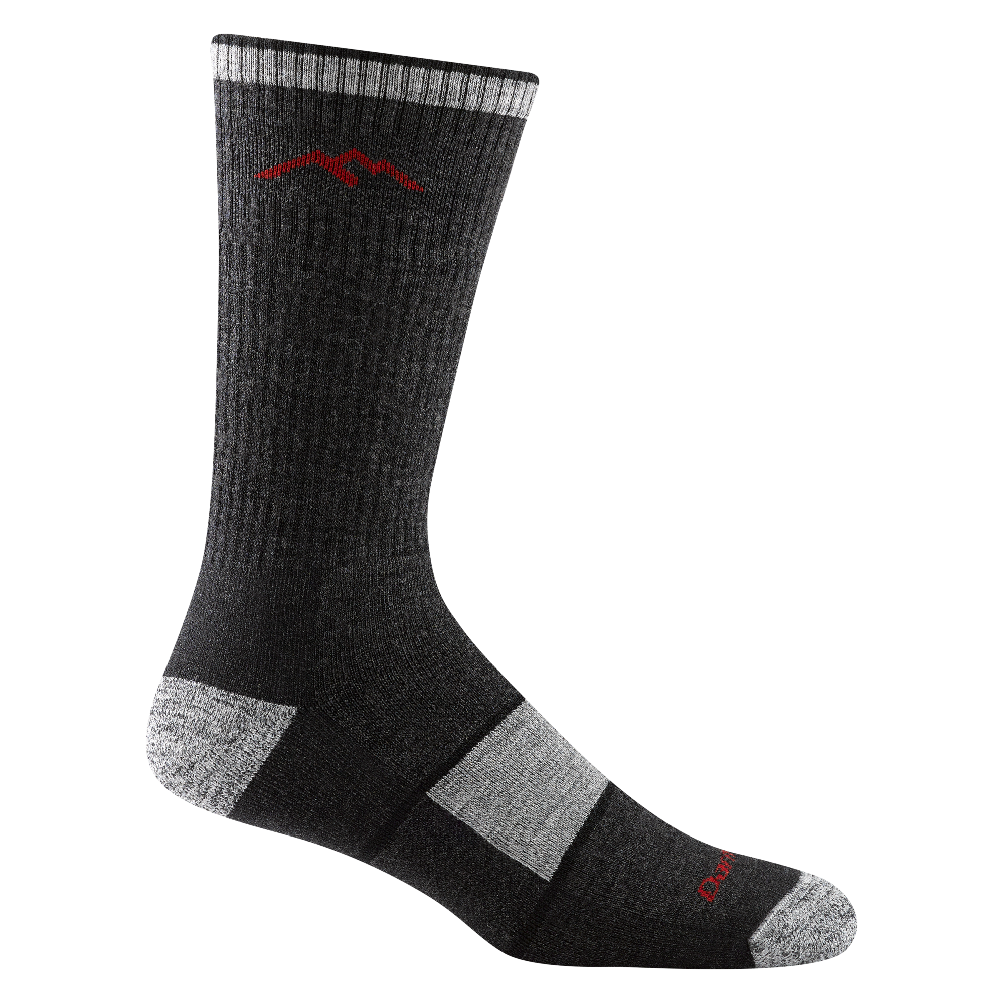 1405 men's hiking boot sock in color black with light gray toe/heel accents and forefoot color block
