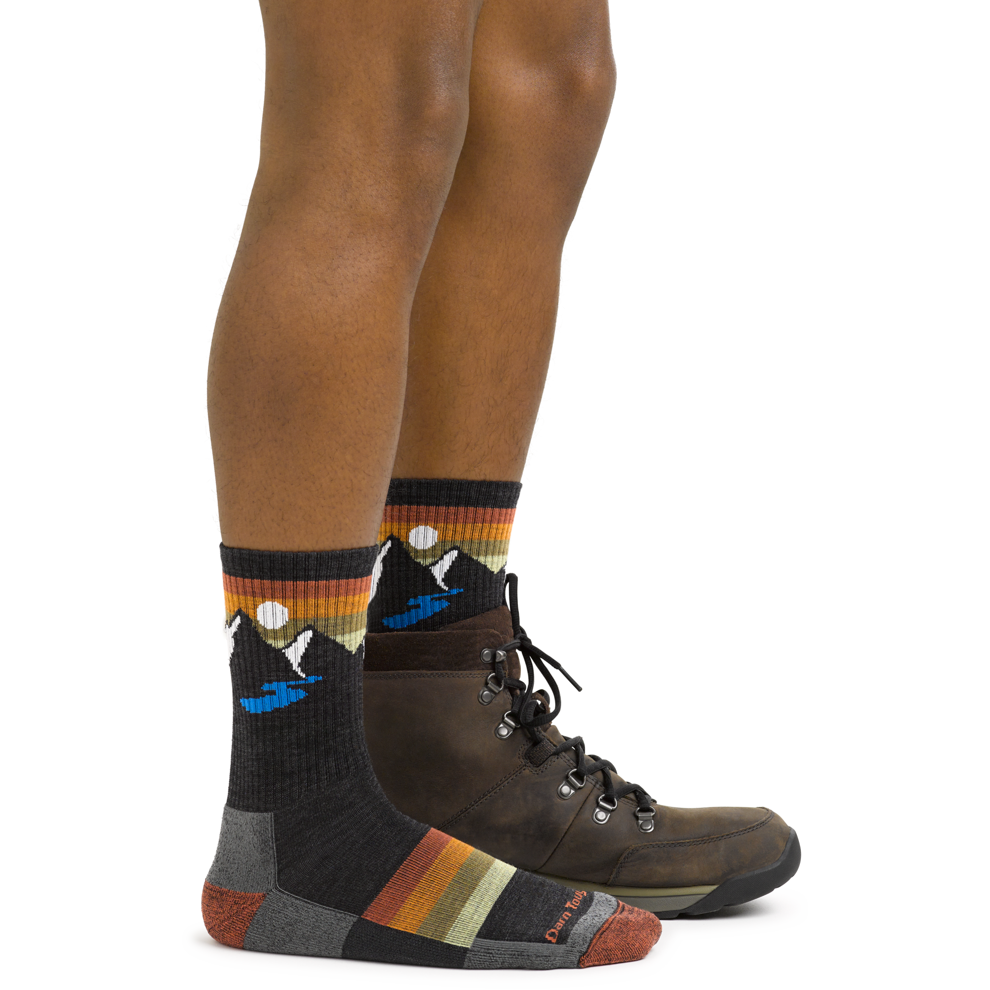 Men's Sunset Ridge Hiking Socks in Charcoal with hiking boots