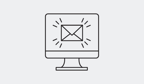 Icon of a computer with an email arriving
