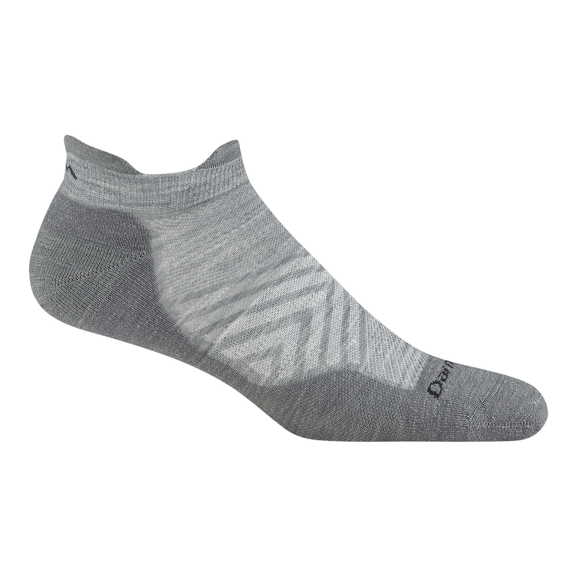 1039 cushioned no show run sock in Gray featuring a dark gray toe/underfoot and light gray  top of foot
