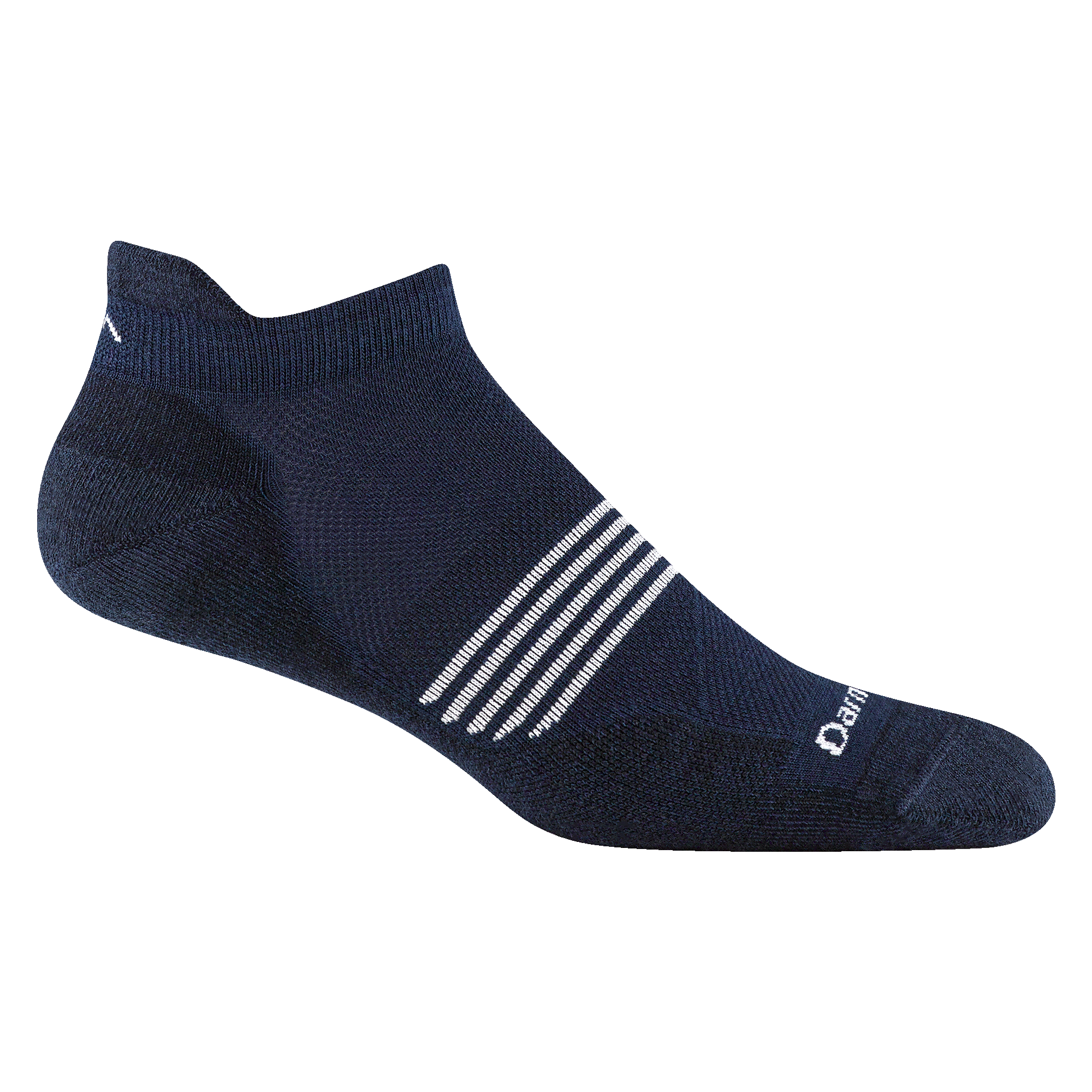 1116 men's element no show running sock in Eclipse with white forefoot striping