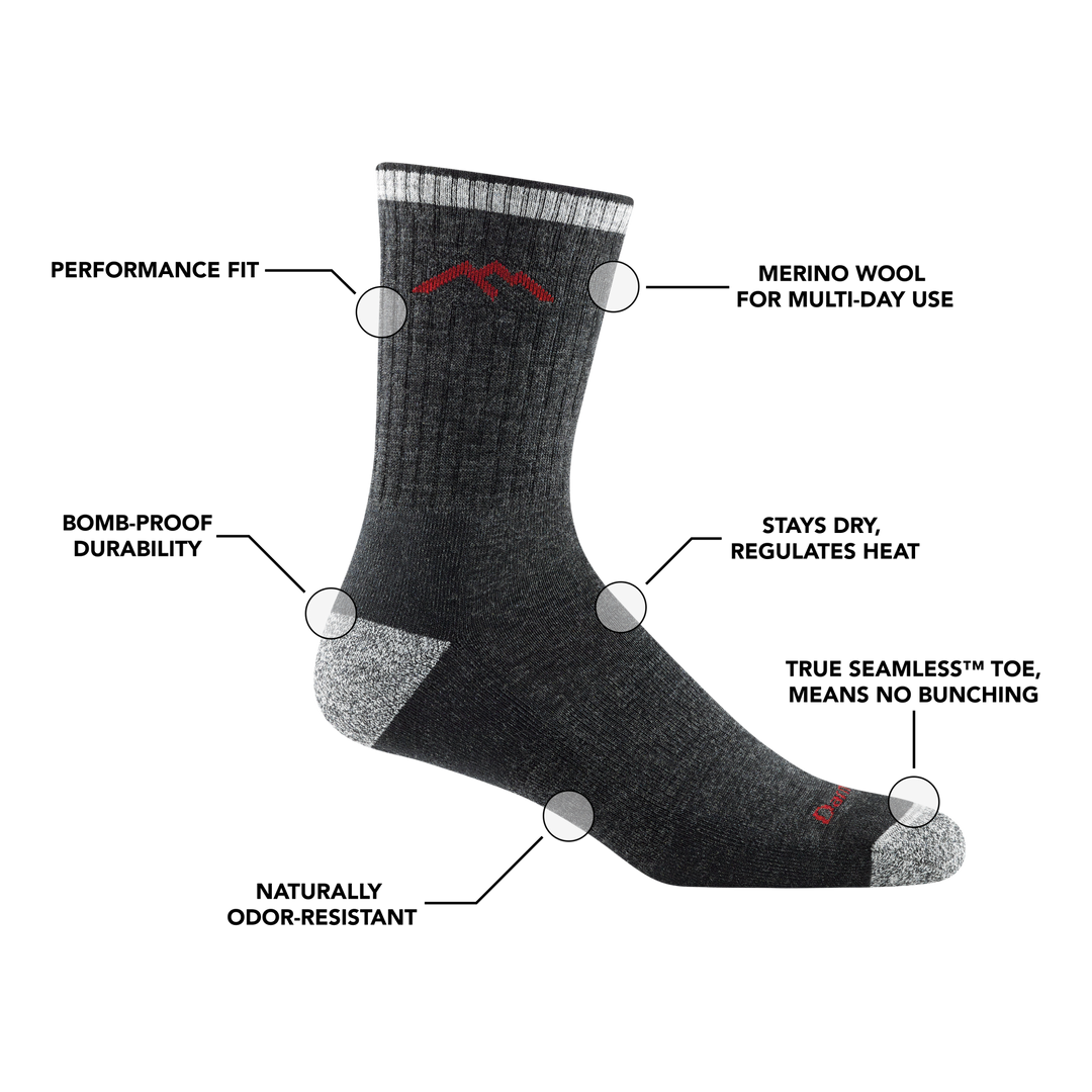 Men's Hiker Micro Crew Midweight Hiking Socks Darn Tough UK