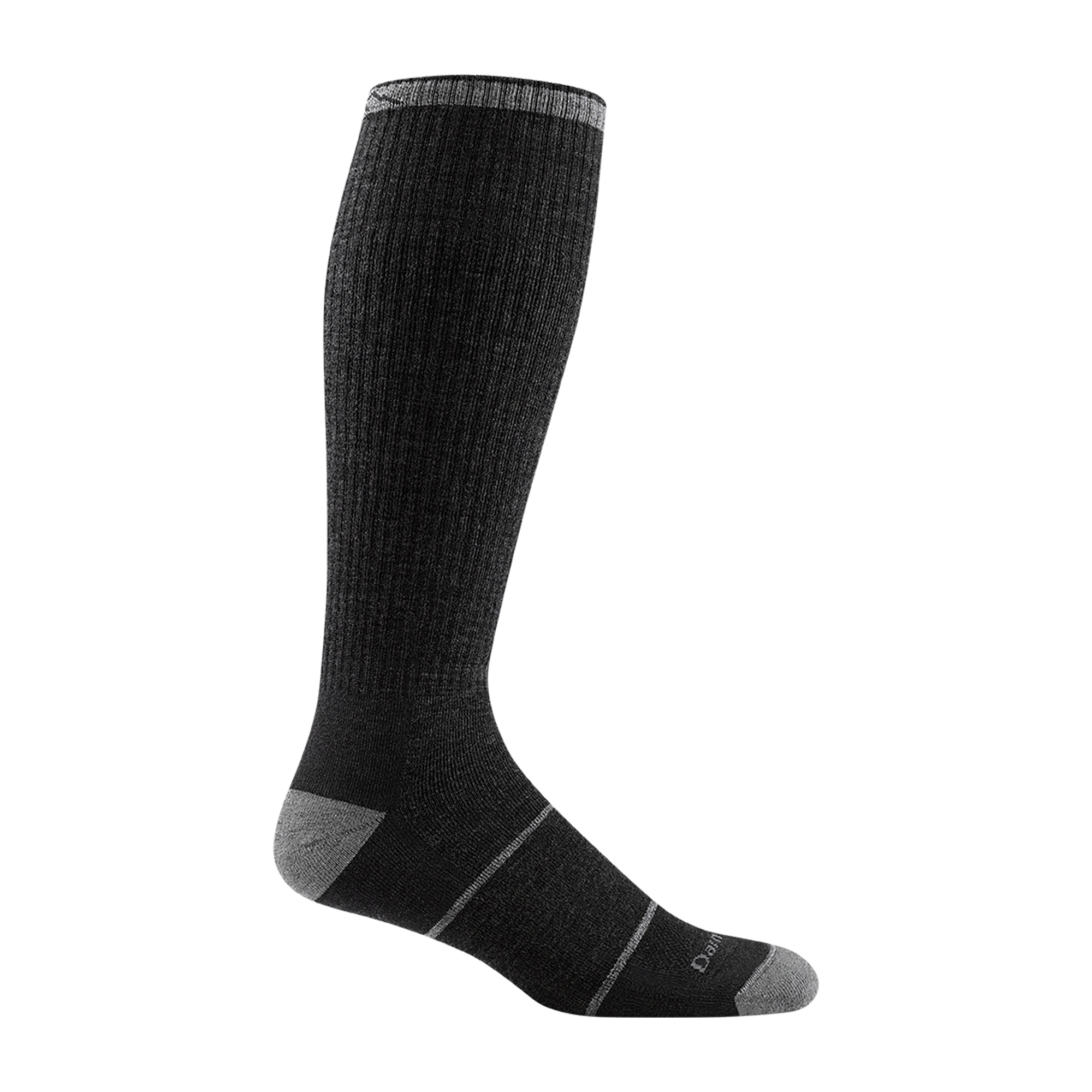 2003 men's paul bunyan over-the-calf work sock in dark gray with light gray toe/heel accents and 2 gray forefoot stripes