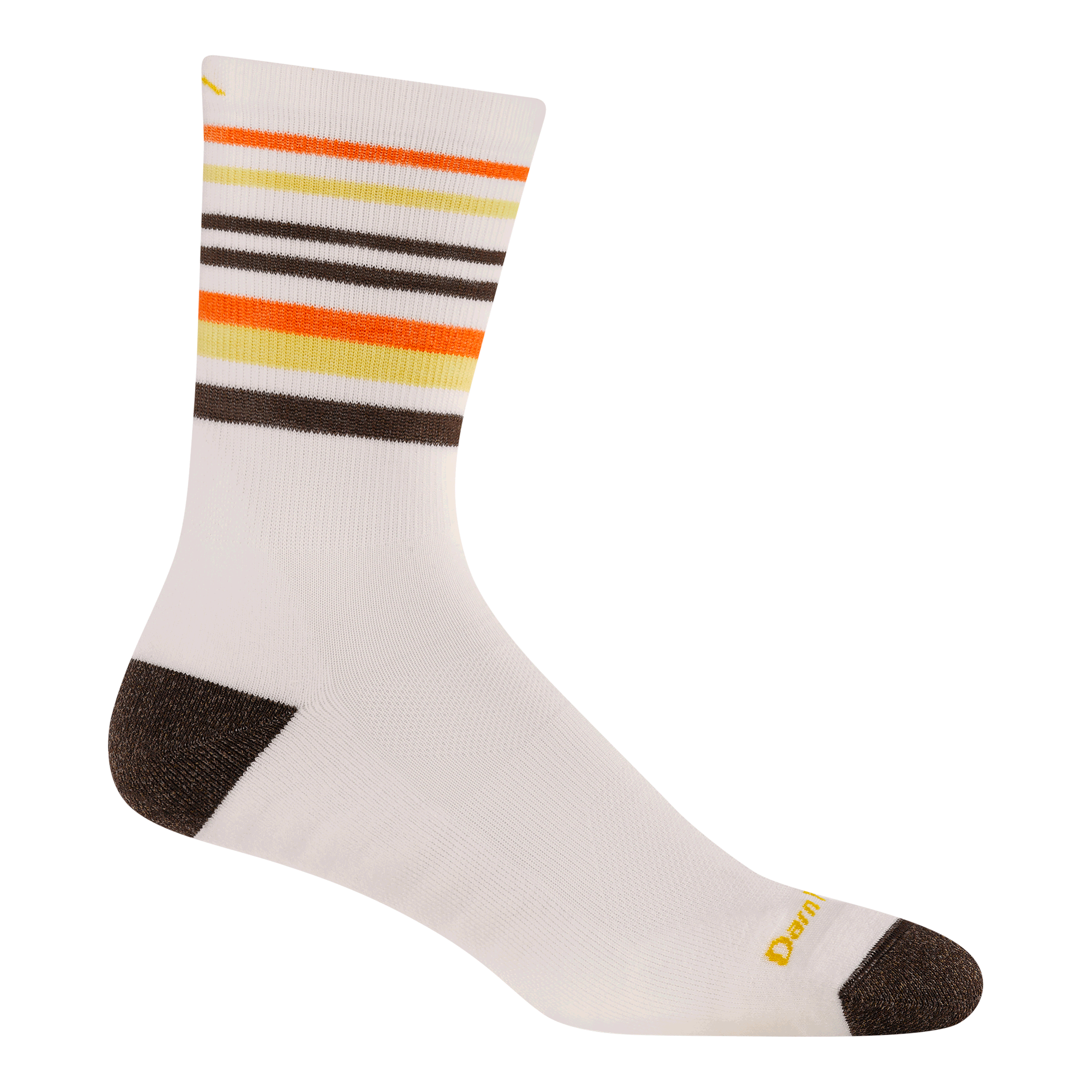 5012 fastpack micro crew hiking sock in white featuring brown heel/toe white body and stripes on the leg