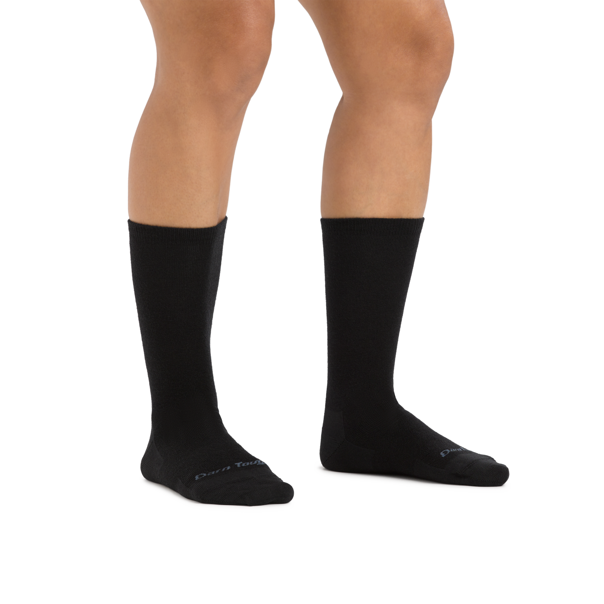 Image of a woman's legs on a white background wearing Women's Solid Basic Crew Lightweight Lifestyle Sock in Black