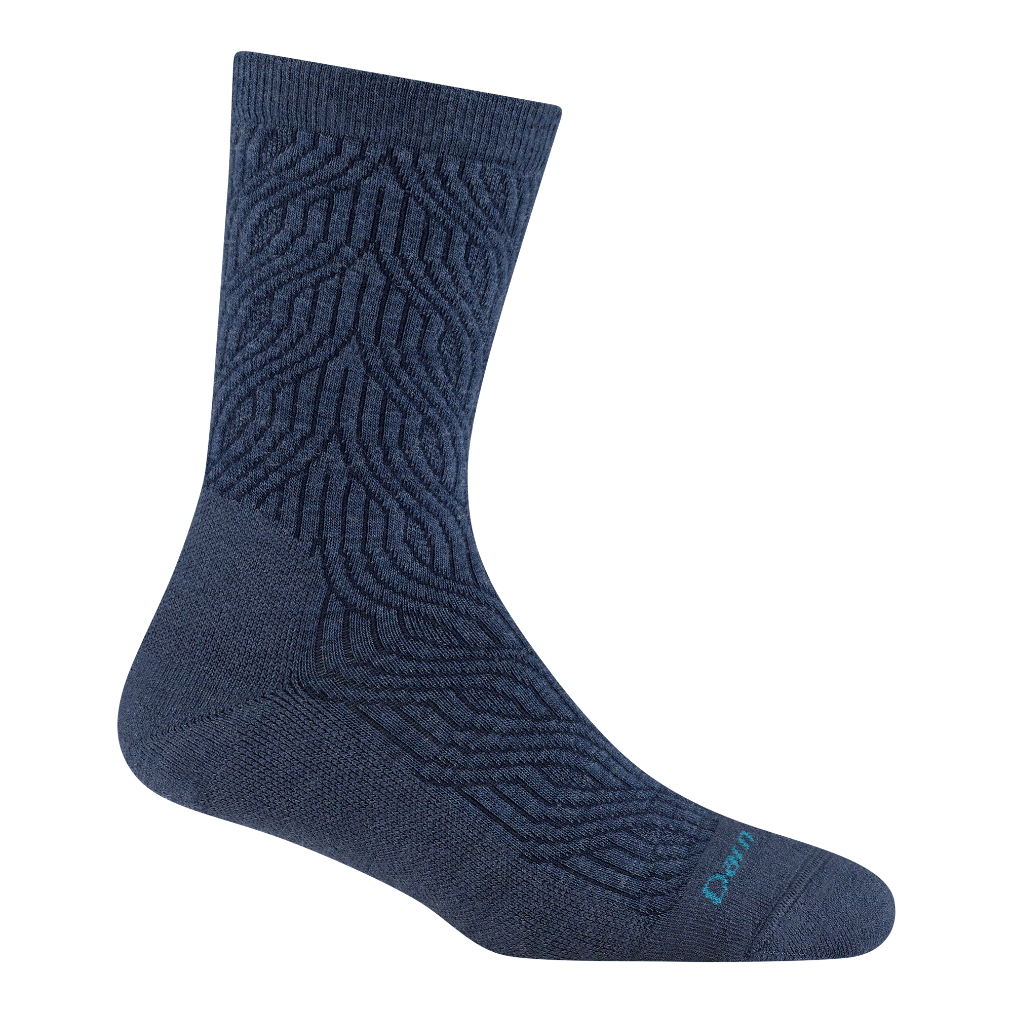 6140 Cable Crew Lightweight with Cushion in Denim featuring drop needle stitching in a cable design