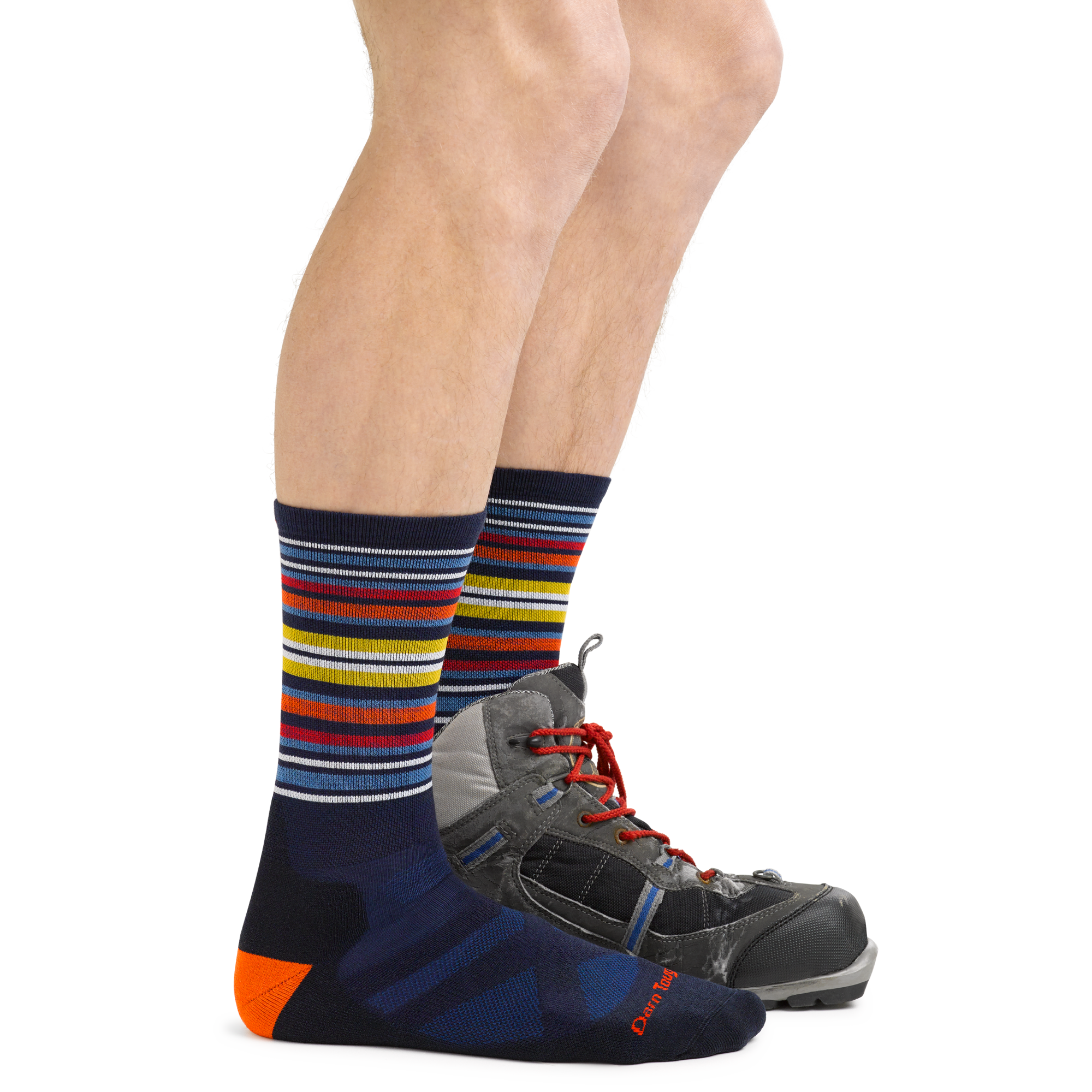 Men's Oslo Nordic Ski Socks in Eclipse Blue with boots