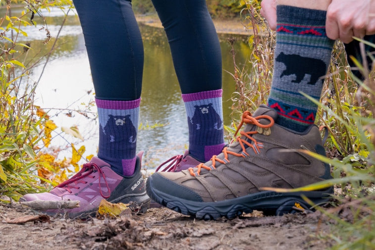 Shop Sock Packs - feet wearing coordinated bear socks from Darn Tough